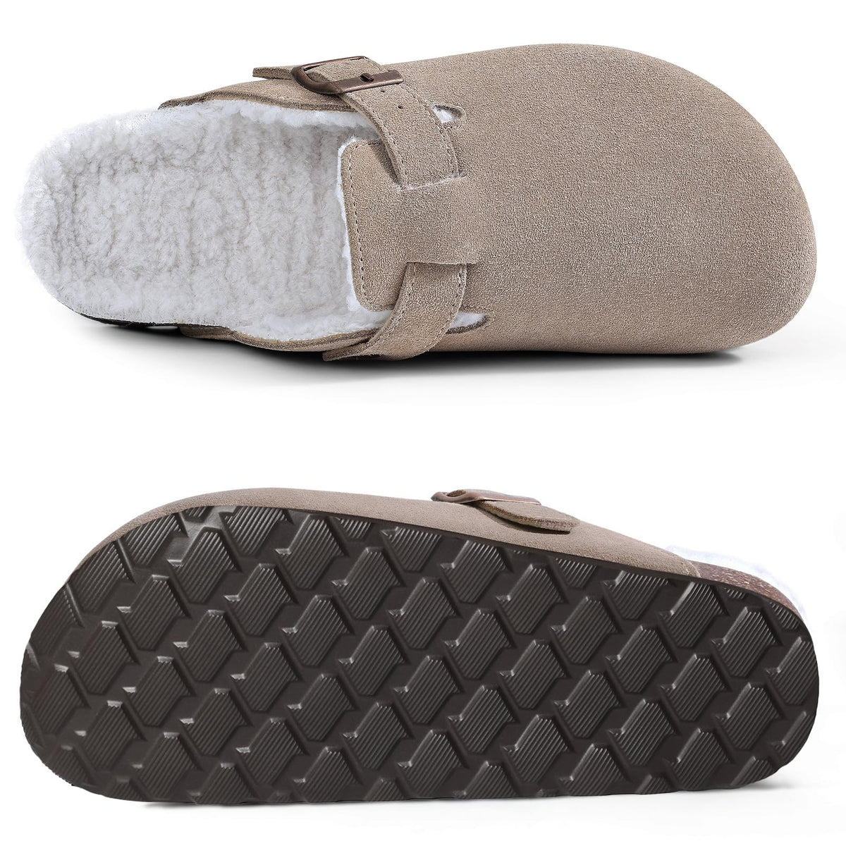 KIDMI Women's Fur Lined Genuine Suede Clogs Fuzzy Cork Footbed Potato Shoes 🍁 All In One Marketplace Canada
