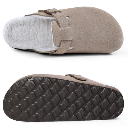 KIDMI Women's Fur Lined Genuine Suede Clogs Fuzzy Cork Footbed Potato Shoes 🍁 All In One Marketplace Canada