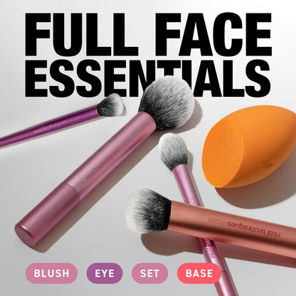 Real Techniques Makeup Brush Set with 2 Sponge Blenders for Eyeshadow, Foundation, Blush, and Concealer, Set of 6