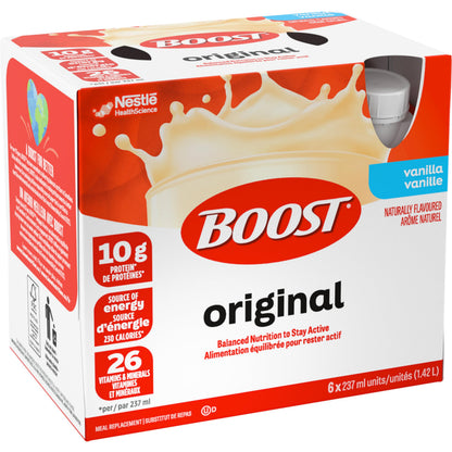 BOOST Original Vanilla Meal Replacement Drink – 6 Pack (237ml each), Case of 4