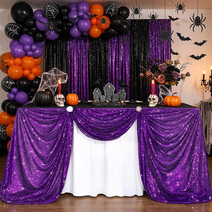 Nappes à paillettes pour fêtes, nappes à sequins, nappe scintillante pour tables rectangulaires 229 x 335 cm, nappe pour fête prénuptiale, décoration glamour pour Halloween et mariage