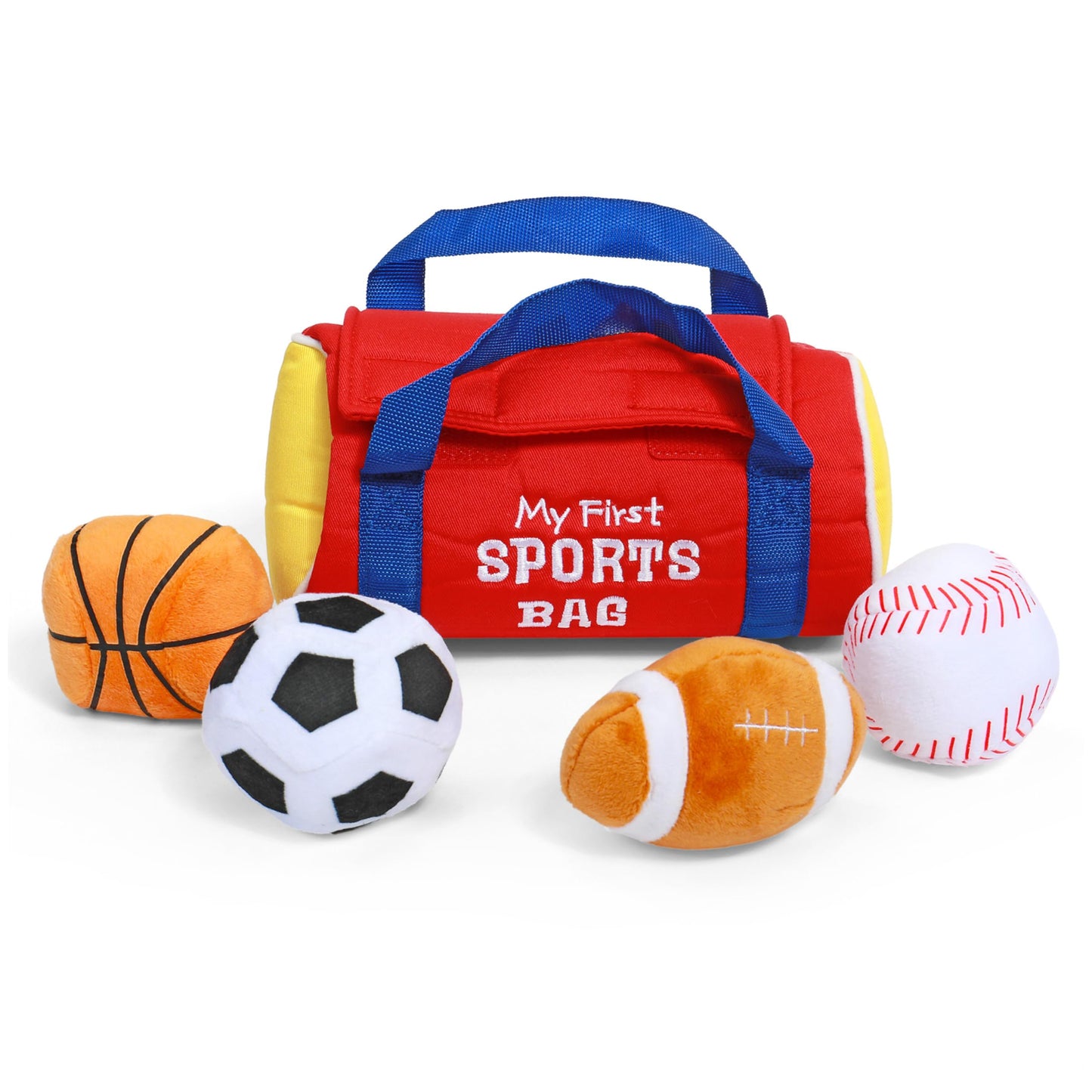 Baby GUND My First Sports Bag Stuffed Plush Playset, Baby Gift Toys for Boys and Girls Ages 1 & Up, 5 Piece, 8" GUND