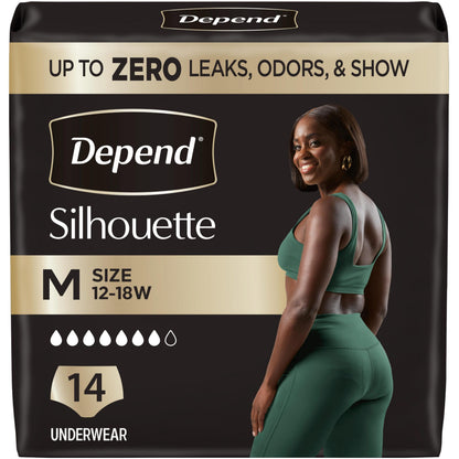 Depend Silhouette Incontinence Underwear for Women, Medium, Pink, 14 Count Depend