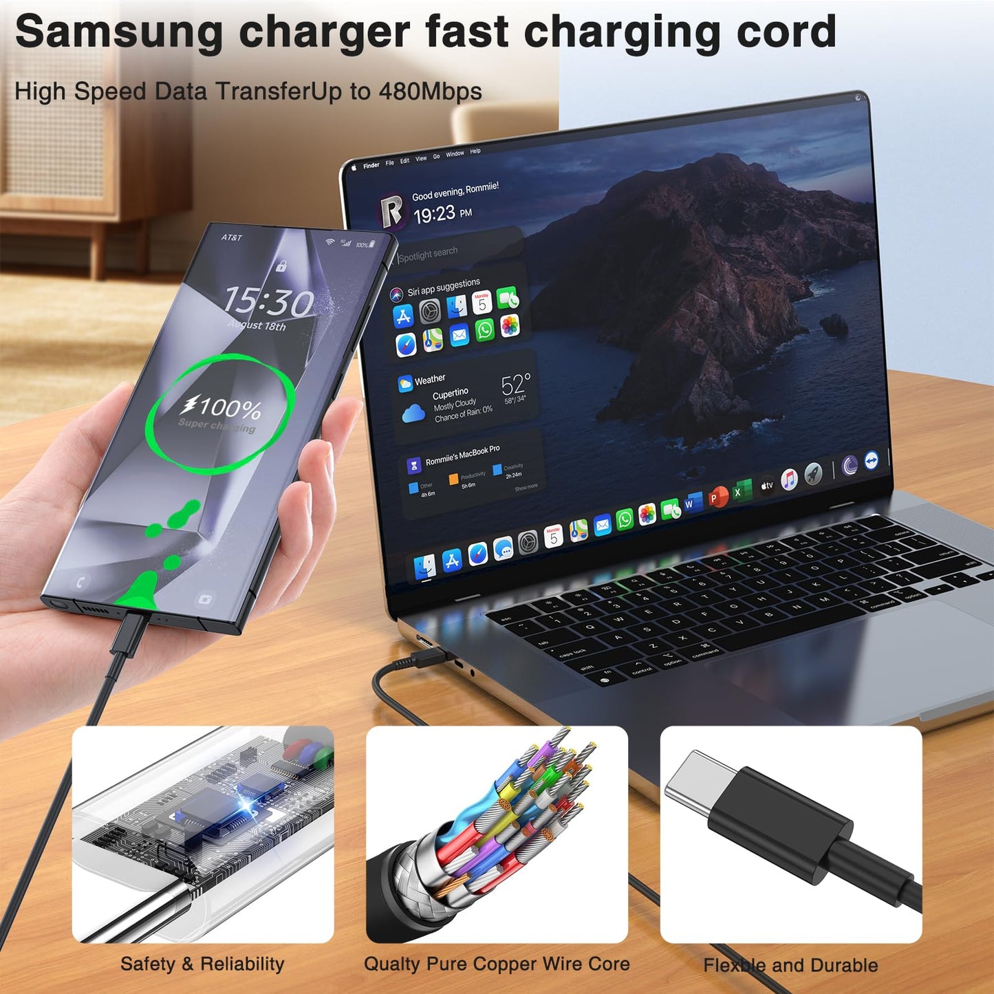 45W Super Fast Charger USB C,3 Pack USB C Charger Block with 10/10/6FT Type C Cable Fast Charge for Samsung Galaxy S26 S25 Ultra S26+/S24/S23/S22/S21, Android, Galaxy Tablet, iPhone 17/16/15 Pro Max