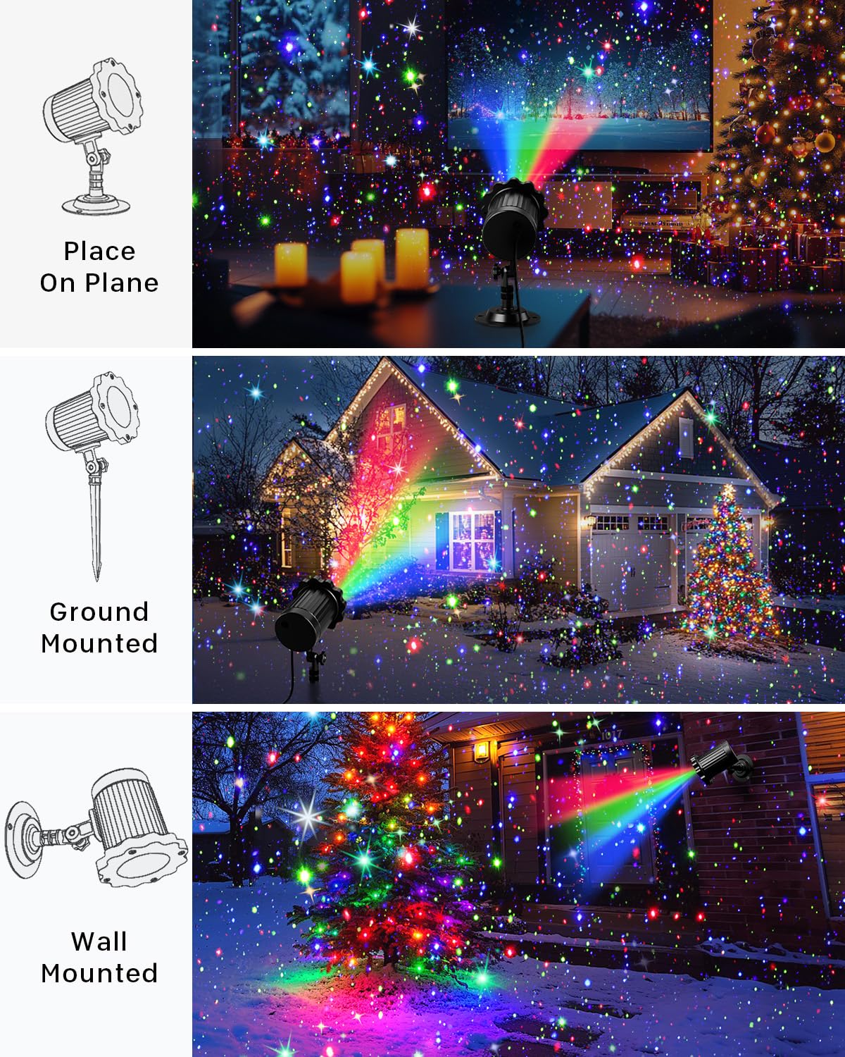 Brighter Laser Halloween & Christmas Projector Light Outdoor, RGB 3-Colors 🍁 All In One Marketplace Canada