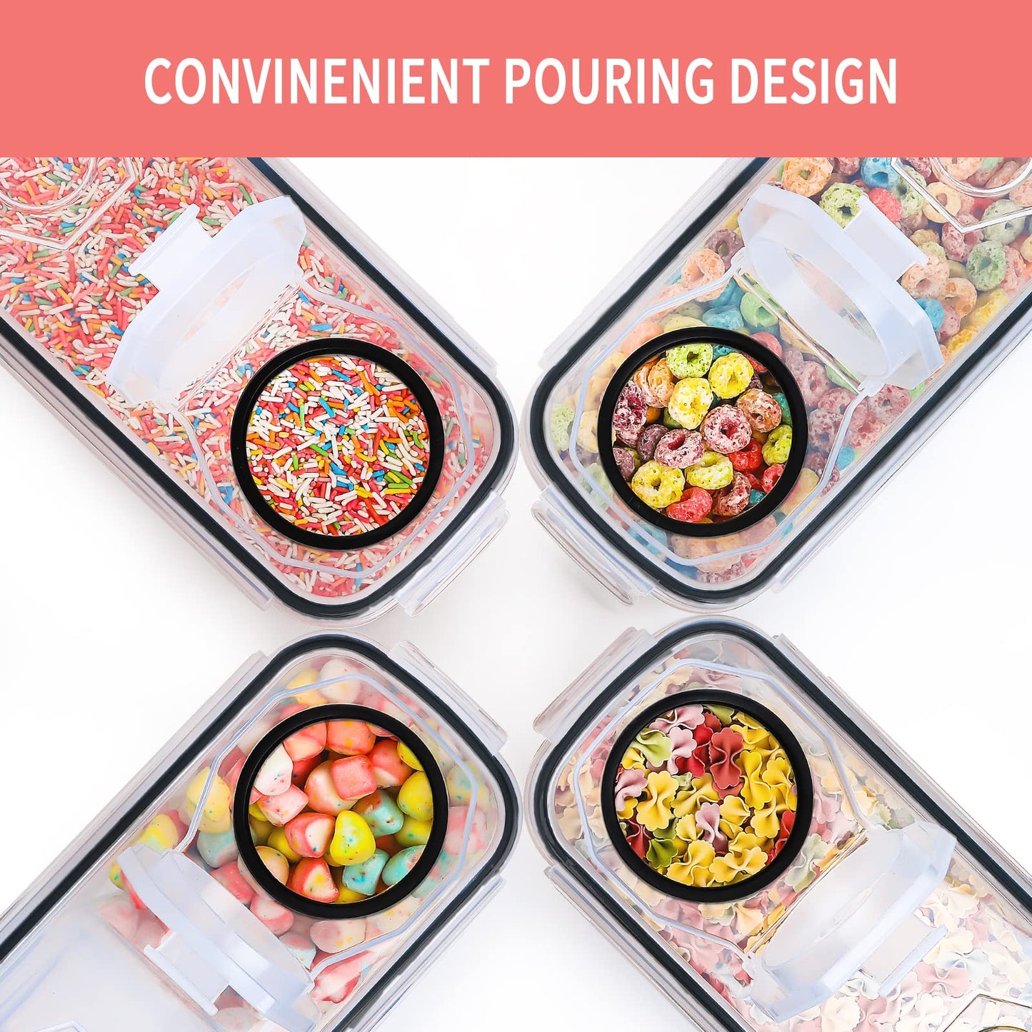 Large Dry Food Storage Containers with Lids, PRAKI 6PCS 4L Airtight Cereal Containers Storage, Leak-proof Canister Set for Kitchen Pantry Organizers and Storage with 20 Labels & Marker - Available at All In One Marketplace Canada