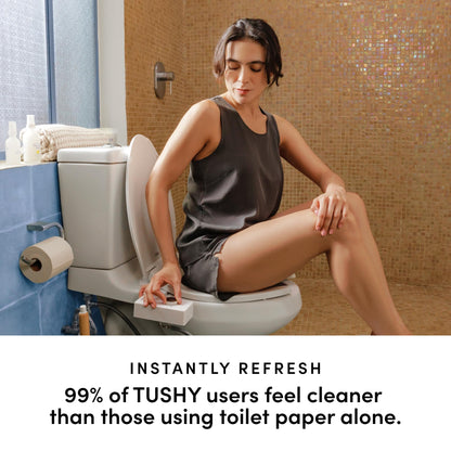TUSHY Classic 3.0 Non-Electric Bidet Toilet Attachment, Experience a Superior Fresh Water Clean (Slim Fit, Easily Installs Under Toilet Seat, Adjustable Spray, Self Cleaning Nozzle), Bamboo Knob
