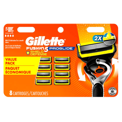 Gillette Fusion5 ProGlide Shield Razor Refills for Men, 8 Razor Blade Refills for FlexBall Razor Handle, 2x Lubrication, Precision Trimmer for Men, 1 Pack (Count of 8)