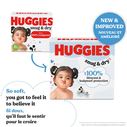Huggies Size 1 Diapers, Snug & Dry Newborn Diapers, Size 1 (8-14 lbs), 208 Count (4 Packs of 52), Packaging May Vary