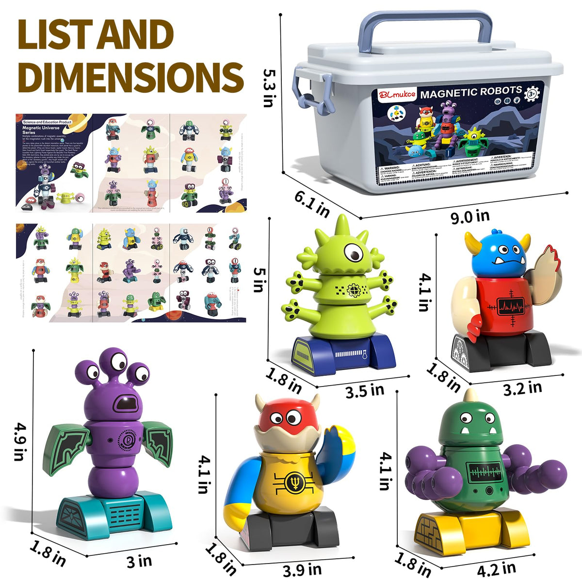 BLmukce Magnetic Robot Toy for Kids 3-5, 35 PCS STEM Educational Playset with Storage Box, DIY Stacking Monster Robots, Toddler Creative Building Toys Gift for Boys Girls (Christmas Birthday) 🍁 All In One Marketplace Canada