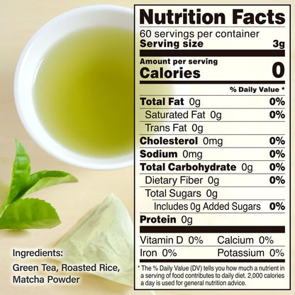 chaganju Genmaicha Green Tea with Roasted Brown Rice - Japanese Tea Bags, Low Caffeine (3g × 60 Bags)
