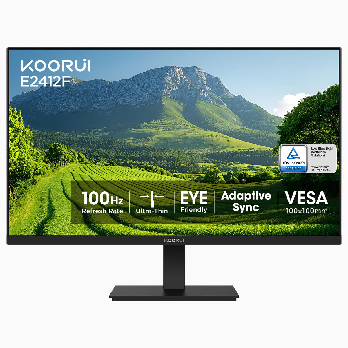 KOORUI 24 Inch Computer Monitor, 100Hz FHD, 99% sRGB, Low Blue Light
