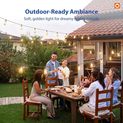 addlon 100FT (50FTx2) Outdoor String Lights Waterproof Shatterproof with 32 LED Edison Bulbs, Dimmable Connectable Patio Lights for Backyard Garden Balcony Party, Warm Yellow, Energy-Saving - Available at All In One Marketplace Canada