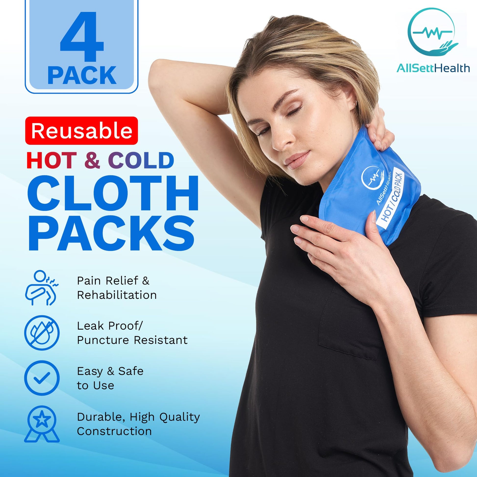 Reusable Cold Gel Ice Packs for Injuries | 4 Pack Cold Compress Gel Ice Pack for Knee, Neck, Hip, Shoulder & Back Pain - Available at All In One Marketplace Canada