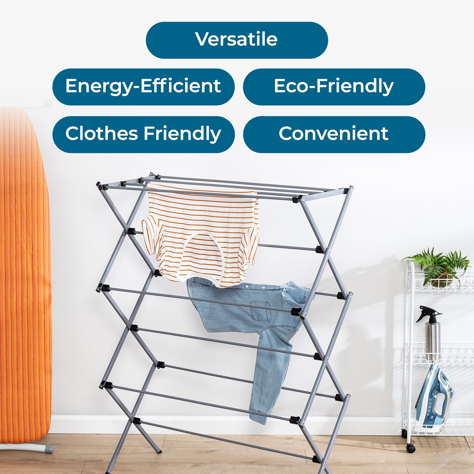 Honey-Can-Do Oversize Collapsible Clothes Drying Rack DRY-09066 Silver, 50 lbs Honey-Can-Do