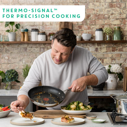 Jamie Oliver by Tefal Nonstick Coated Stainless Steel Pan 11-Inch, Induction Compatible, Oven Safe up to 500°F, Chef's Stainless Steel Skillet, Non Stick Frying Pans, Silver T-Fal