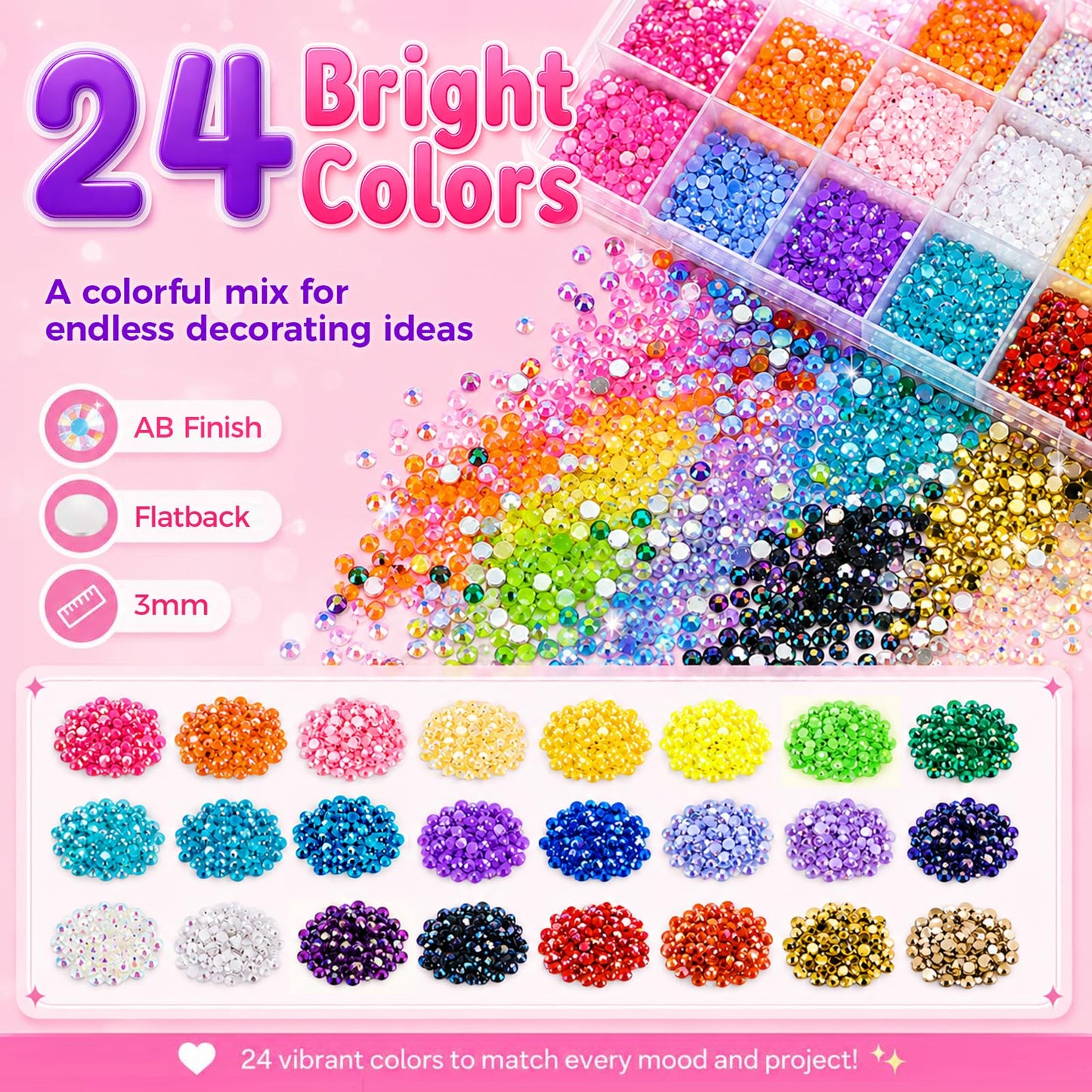 Redtwo 40000Pcs Resin Jelly Rhinestones for Bedazzling, 24 Colors 3mm Flatback Rhinestones, Bedazzling Kit with 4Pcs Jewelry Glue and Tools, Bedazzler Kit for Crafting Book Clothes Makeup Shoes