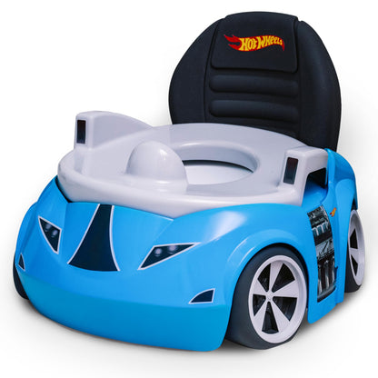 Hot Wheels Blue Race Car Potty Training Toilet, Includes Detachable Toddler Toilet Seat and Kids Potty, Ages 12 Months and Up Hot Wheels