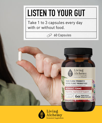 Living Alchemy Your Flora Probiotic Woman, Vegan, Non-GMO, 60 Pcs
