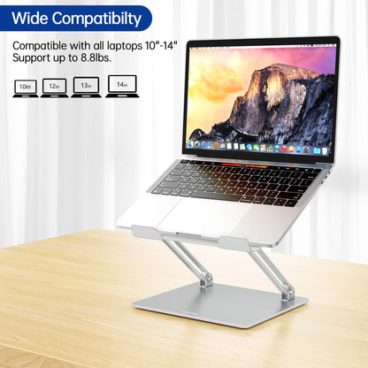 Besign LS10 Laptop Stand for Desk, Ergonomic Adjustable Notebook Tablet Stand, Riser Holder Computer Stand Compatible with Air, Pro, Dell, HP, Lenovo More 10-14" Laptops, Lapdesks (Silver)