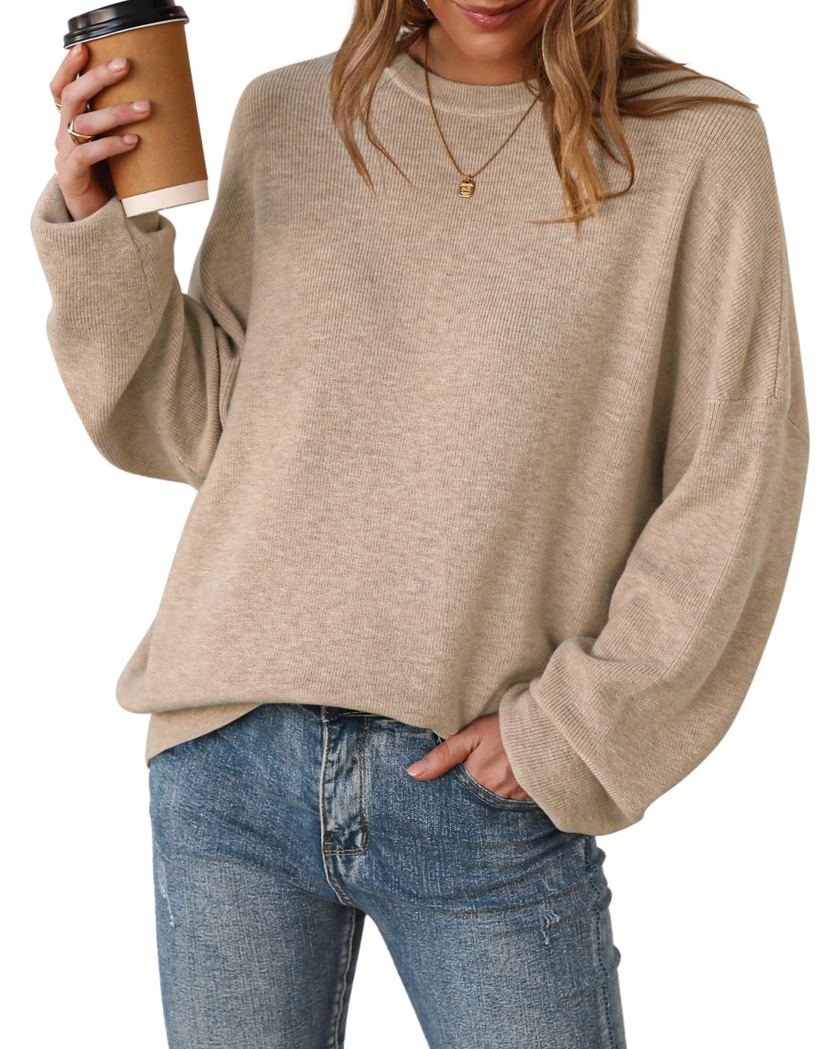 Arach&Cloz Womens Oversized Sweaters Fashion Wool Cashmere Camel L 🍁 All In One Marketplace Canada