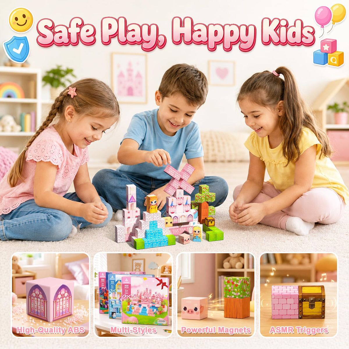 SSAWER Magnetic Blocks, 100PCS Toys Building Blocks Cubes Gifts for Girls 🍁 All In One Marketplace Canada