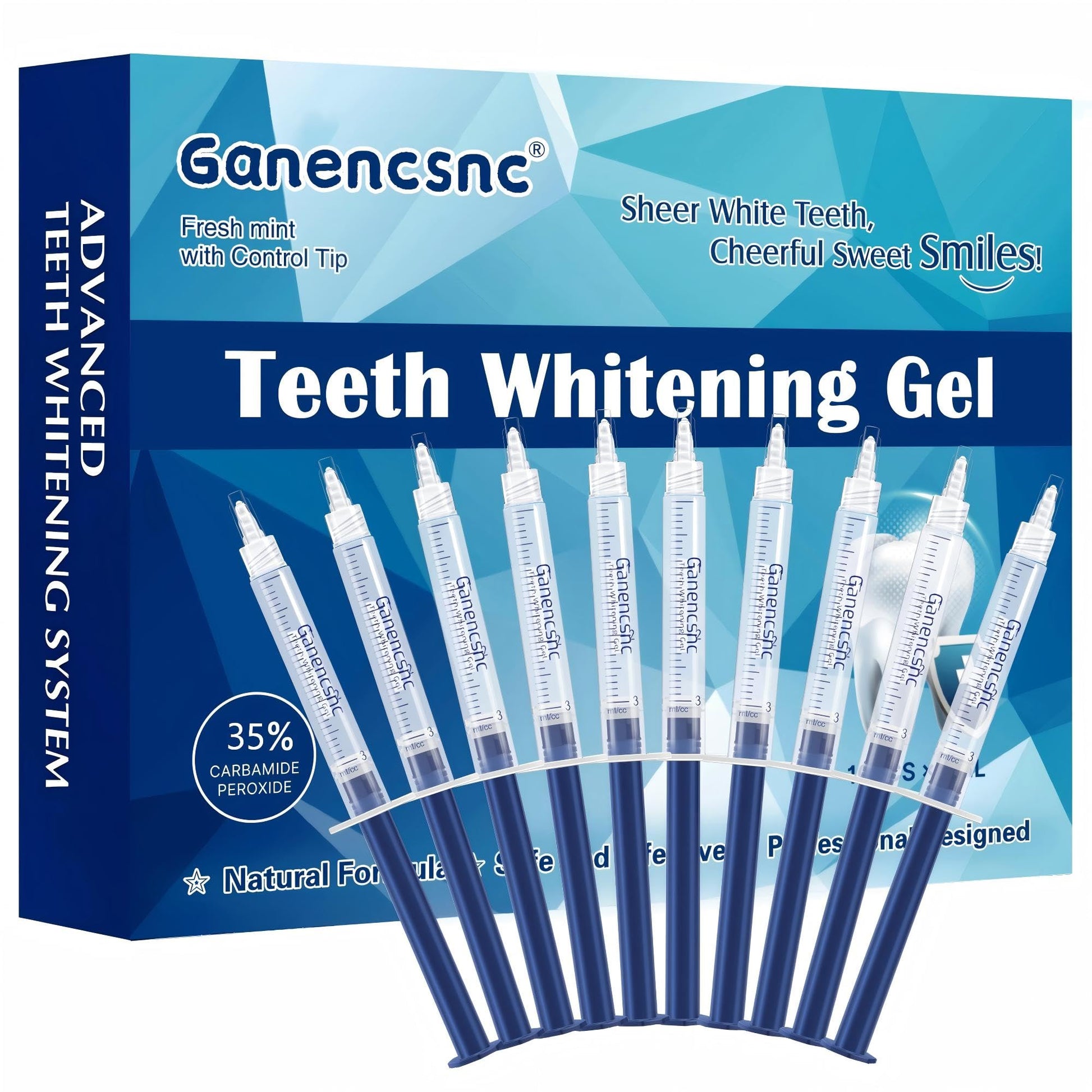 35% Ganencsnc 10-Pack Teeth Whitening Gel Refills - Gentle 35% Carbamide Peroxide Formula - Compatible with Teeth whitening Kit,No Sensitive Teeth Whitener - Available at All In One Marketplace Canada