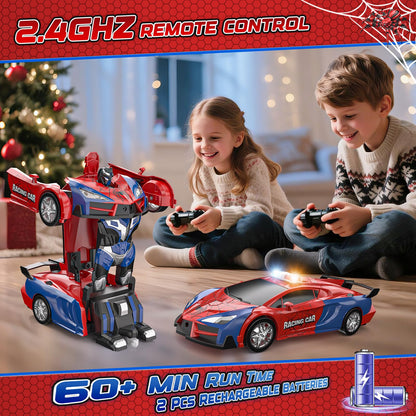 Spider Transform Remote Control Cars for Kids - 2.4GHz RC Police Car for 3 4 5 6 7 8 Year Old Boys, 1:18 Scale Robot Toy Car with One-Key Transformation & 360° Rotation, Kids Christmas Birthday Gifts - Available at All In One Marketplace Canada