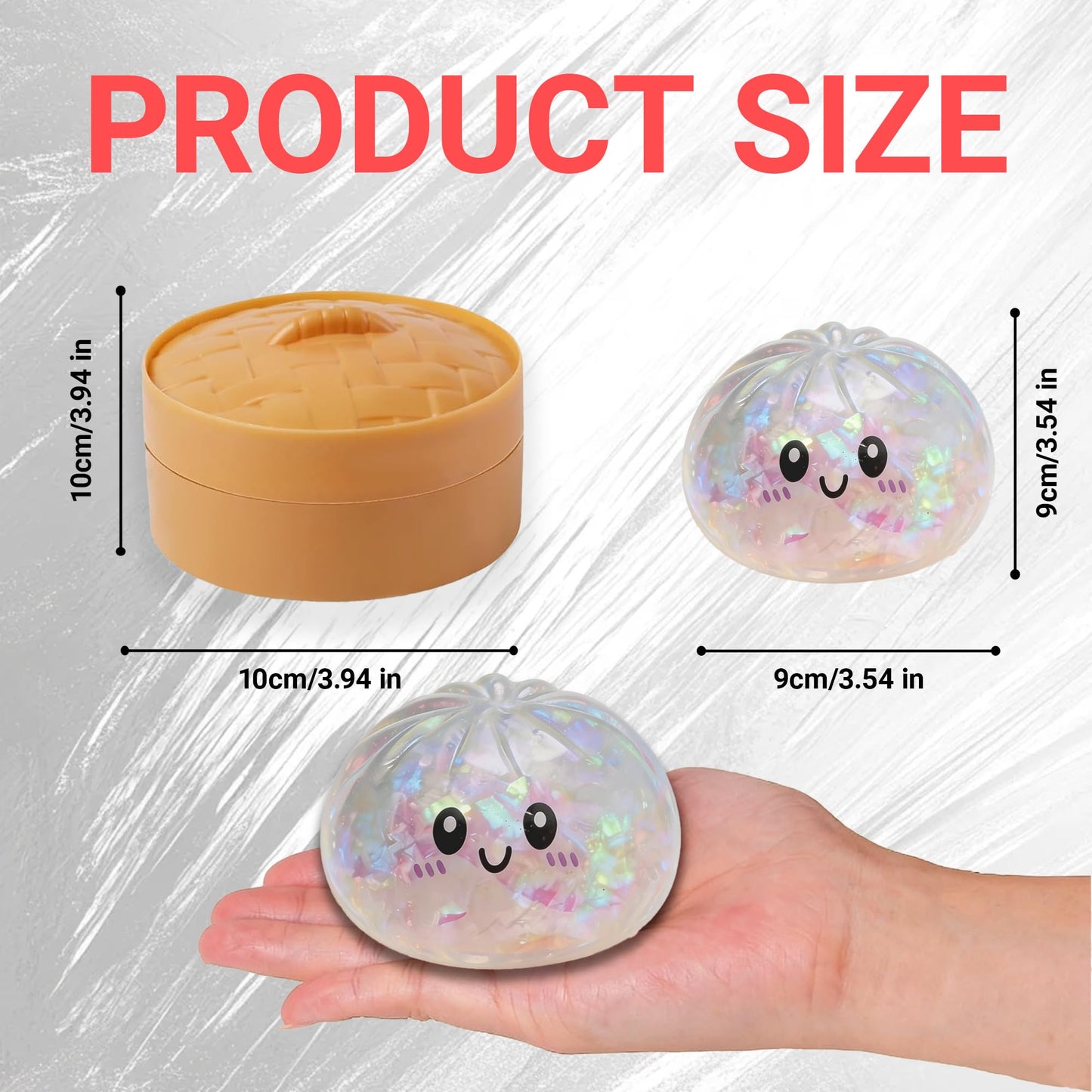 Aglacynorath Glitter Dumpling Squishy, Giant Glitter Dumpling Box, Colorful Stretchy Decompression Sensory Toy, Soft Squeeze Decompression Dough (Glitter White) - Available at All In One Marketplace Canada