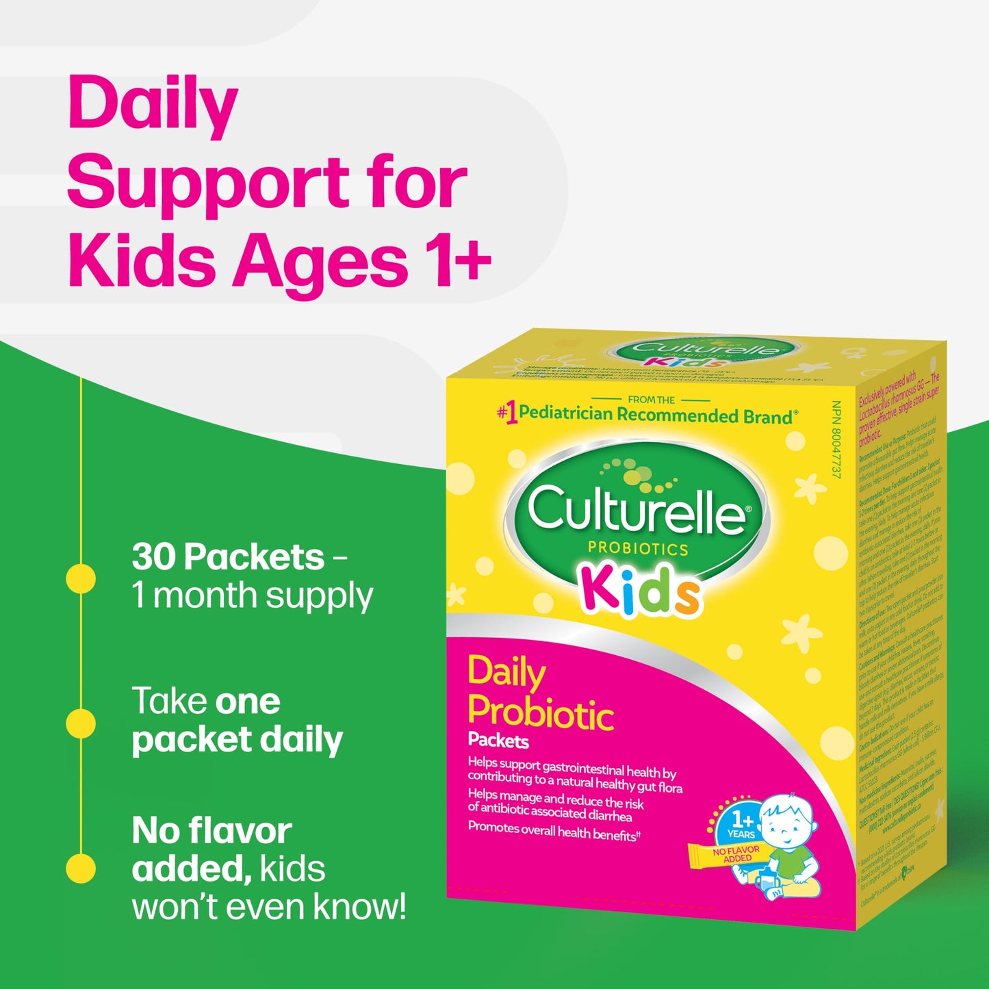 Culturelle Kids Daily Probiotic Packets for Kids | With 100% Naturally Sourced Lactobacillus GG Strain †††††† | Most Clinically Studied Probiotic | Pediatrician Recommended † | 30 Count Packets 🍁 All In One Marketplace Canada