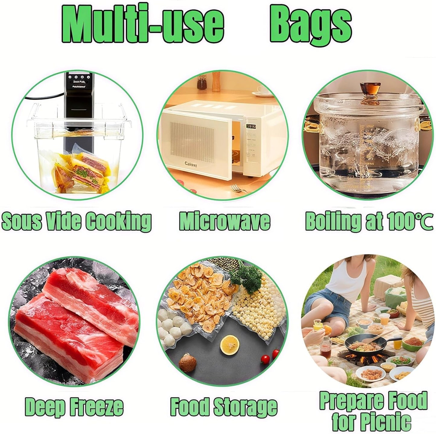YILUFA1688 Vacuum Sealer Bags 300 Count, Pre-Cut Mixed Sizes (8"x12", 7"x10", 6"x8"), Commercial Grade Heavy Duty BPA-Free Bags, Freezer Safe, Sous Vide & Compatible with All Vacuum Sealers