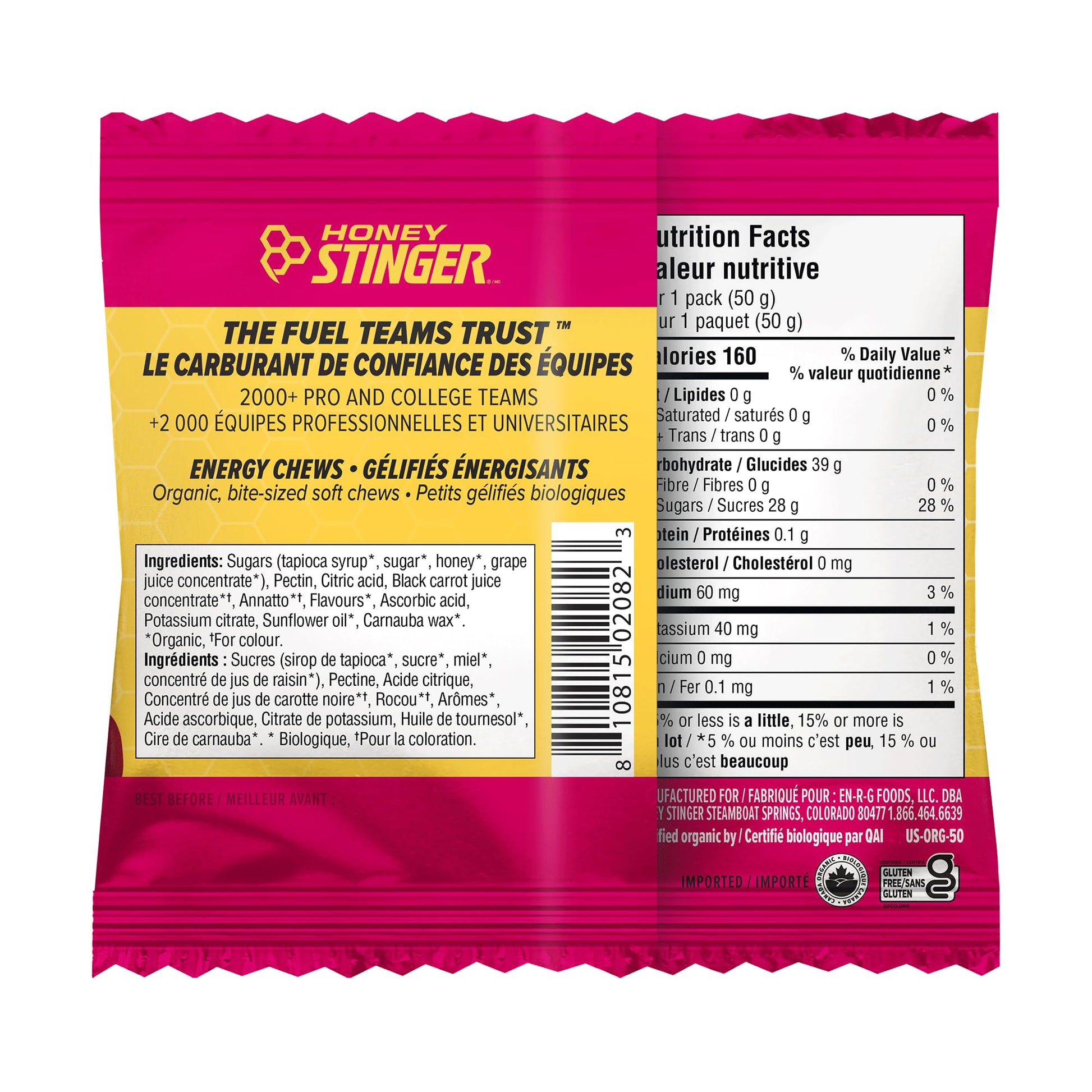 Honey Stinger Organic Fruit Smoothie Energy Chew – Gluten Free, Caffeine Free – 12 Pack