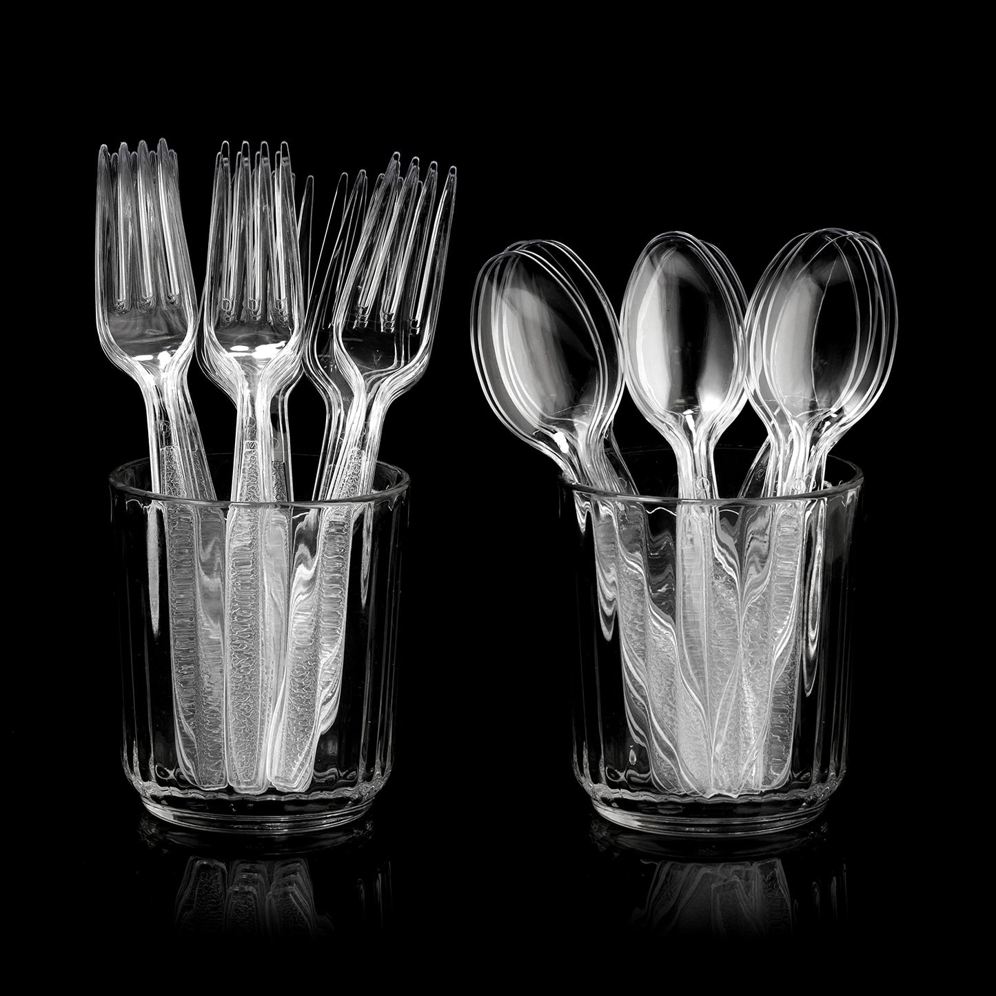 Plastic Forks and Spoons Set - (Bulk Pack 360 Pcs) Clear Plastic Cutlery Utensils Heavy Duty, 180 Forks and 180 Spoons, Silverware Sets for Party Supplies, Dinners, Take-Out, Catering, Food Services - Available at All In One Marketplace Canada