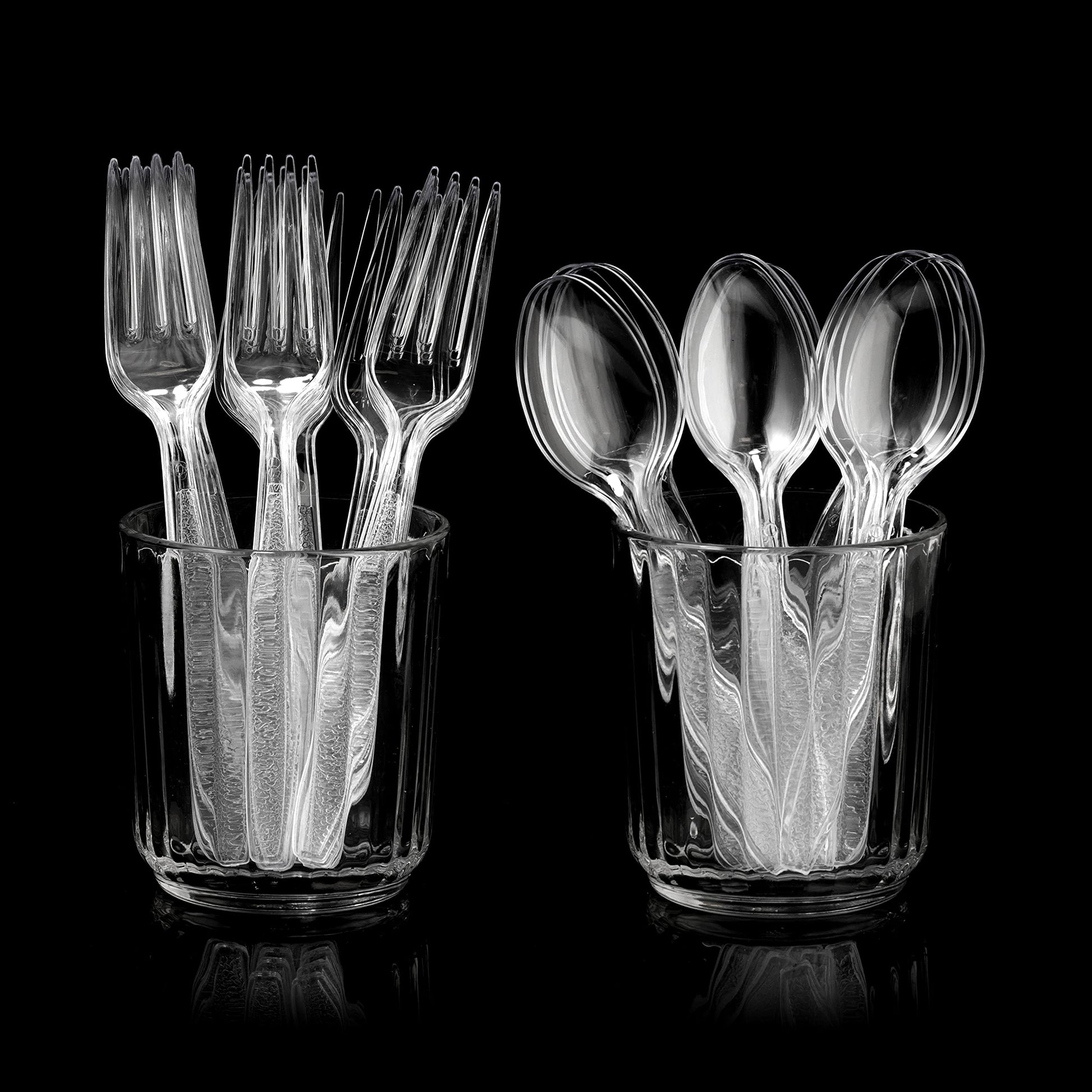 Plastic Forks and Spoons Set - (Bulk Pack 360 Pcs) Clear Plastic Cutlery Utensils Heavy Duty, 180 Forks and 180 Spoons, Silverware Sets for Party Supplies, Dinners, Take-Out, Catering, Food Services - Available at All In One Marketplace Canada