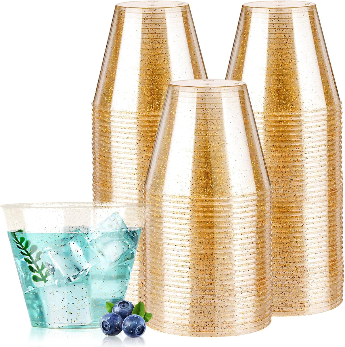 Goodluck 100PCS 9oz Gold Glitter Plastic Cups 🍁 All In One Marketplace Canada