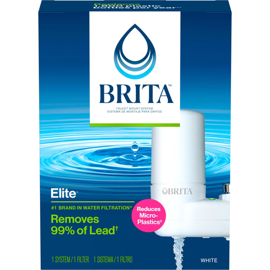 Brita Tap Water Filter System, Water Faucet Filtration System with Filter Change Reminder, Reduces Lead, BPA Free, Fits Standard Faucets Only - Basic, White, 1 Pack - Available at All In One Marketplace Canada
