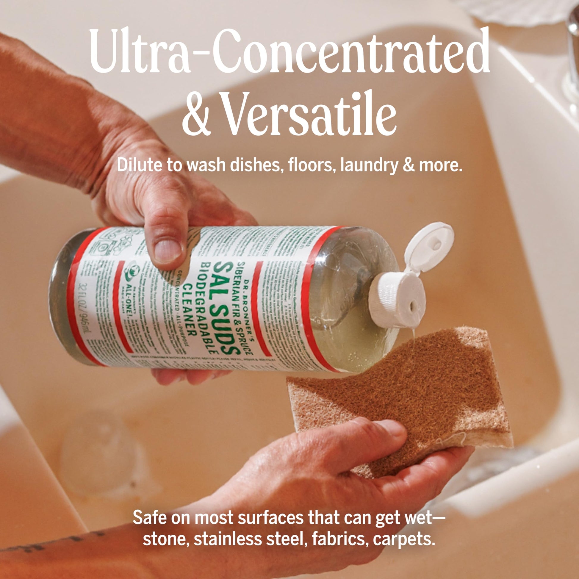 Dr. Bronner's - Sal Suds Biodegradable Cleaner (946 mL) - Concentrated All-Purpose Cleaner for Floors, Laundry, and Dishes, Cuts Grease and Dirt, Powerful Formula Dr. Bronner's