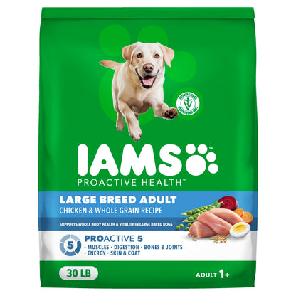 IAMS Proactive Health Adult Dry Dog Food, Chicken & Whole Grains, 13.61kg