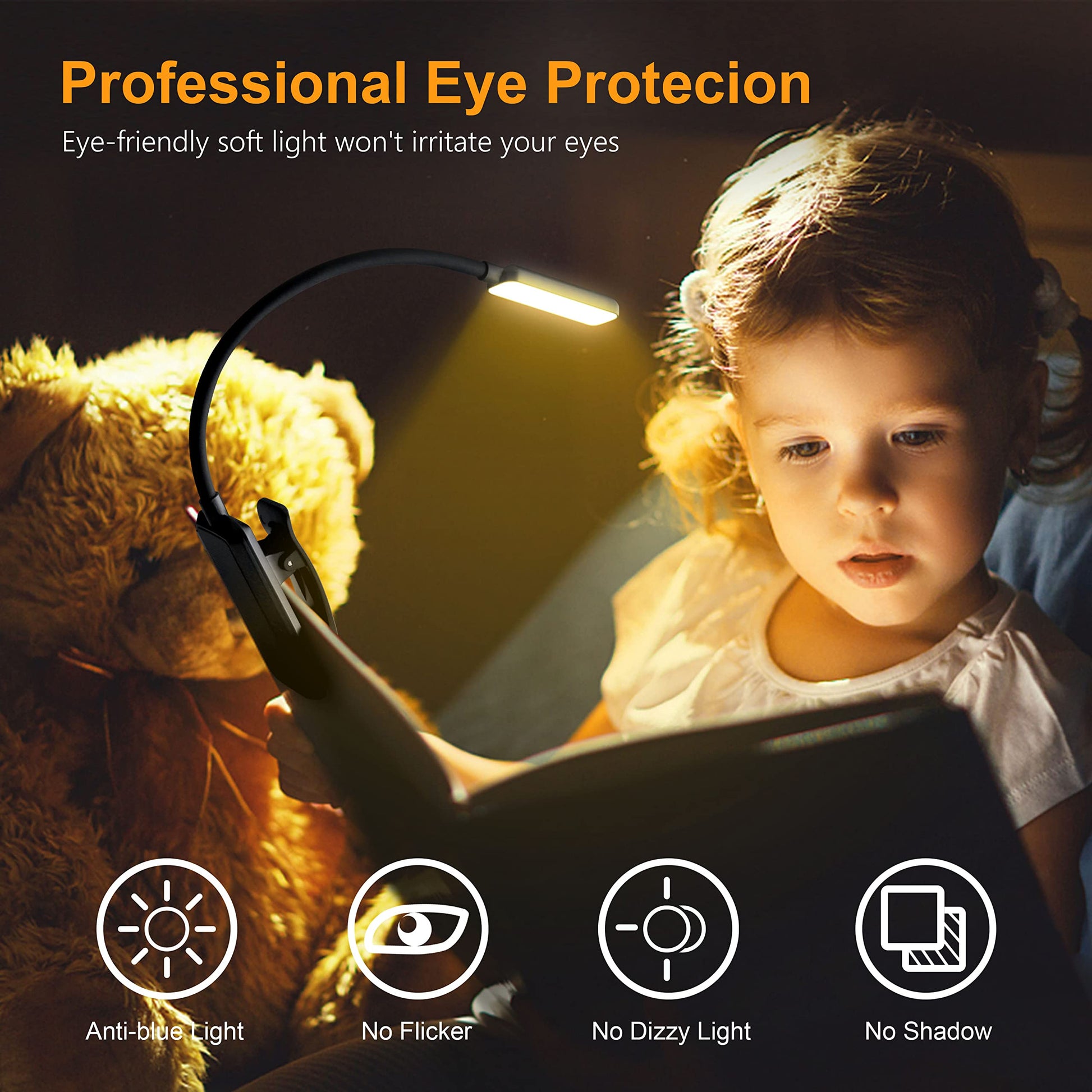 Gritin 9 LED Rechargeable Book Light for Reading in Bed-Eye Caring 3 Color Temperatures,Stepless Dimming Brightness,80 Hrs Runtime Small Lightweight Clip on Book Light for Reading,Studying-Black - Available at All In One Marketplace Canada