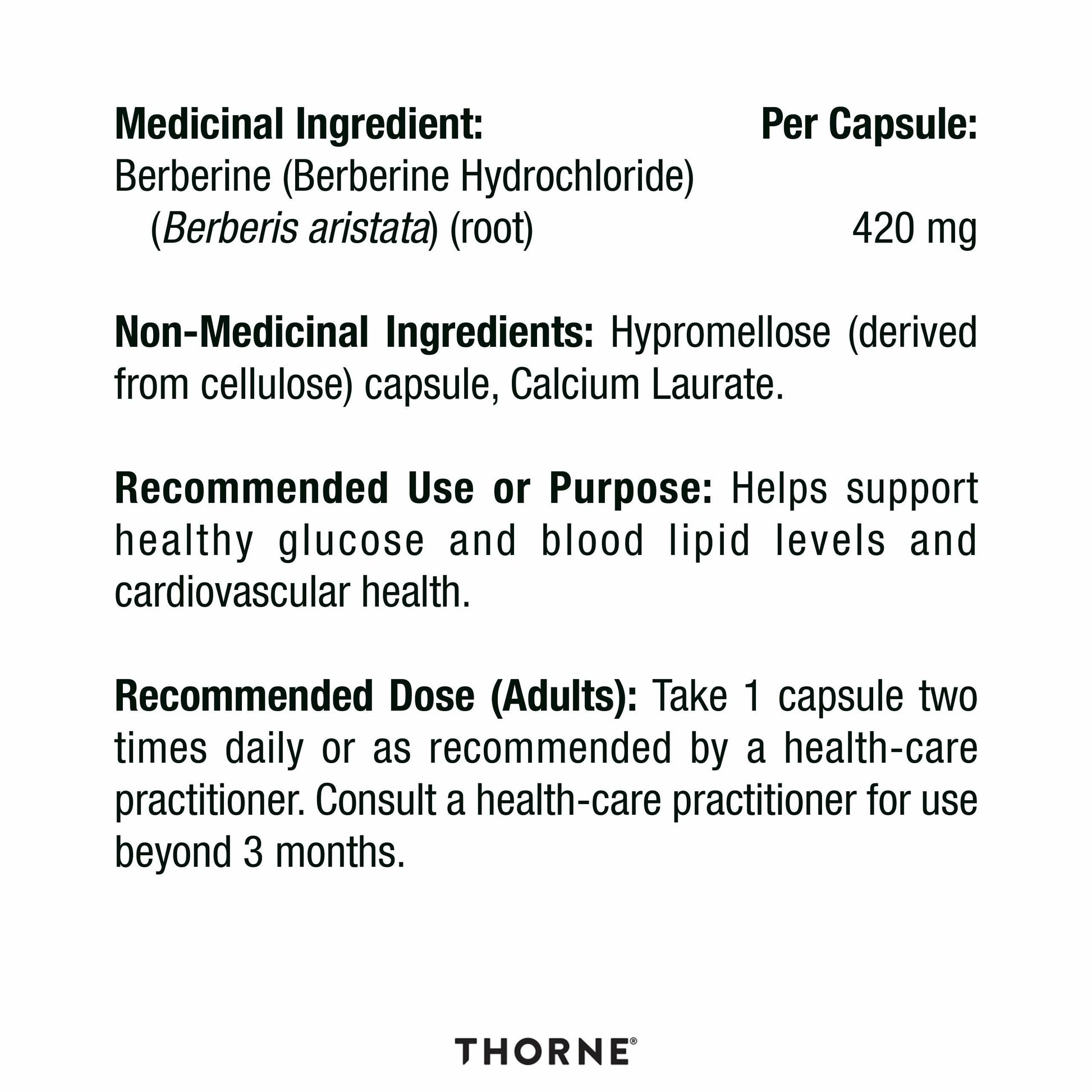 THORNE - Berberine-HP - Botanical Compound To Support Metabolism - 60 Capsules - 30 Servings - Available at All In One Marketplace Canada