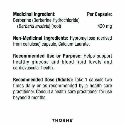 THORNE - Berberine-HP - Botanical Compound To Support Metabolism - 60 Capsules - 30 Servings - Available at All In One Marketplace Canada