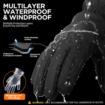 Rivmount Winter Gloves with 3 M Insulation/Waterproof/Touchscreen for Women Men, Thermal Warm Snow Gloves for Cold Weather Outdoor, Running, Ski, Cycling, Daily Work, Hiking, (Black Size L) 🍁 All In One Marketplace Canada