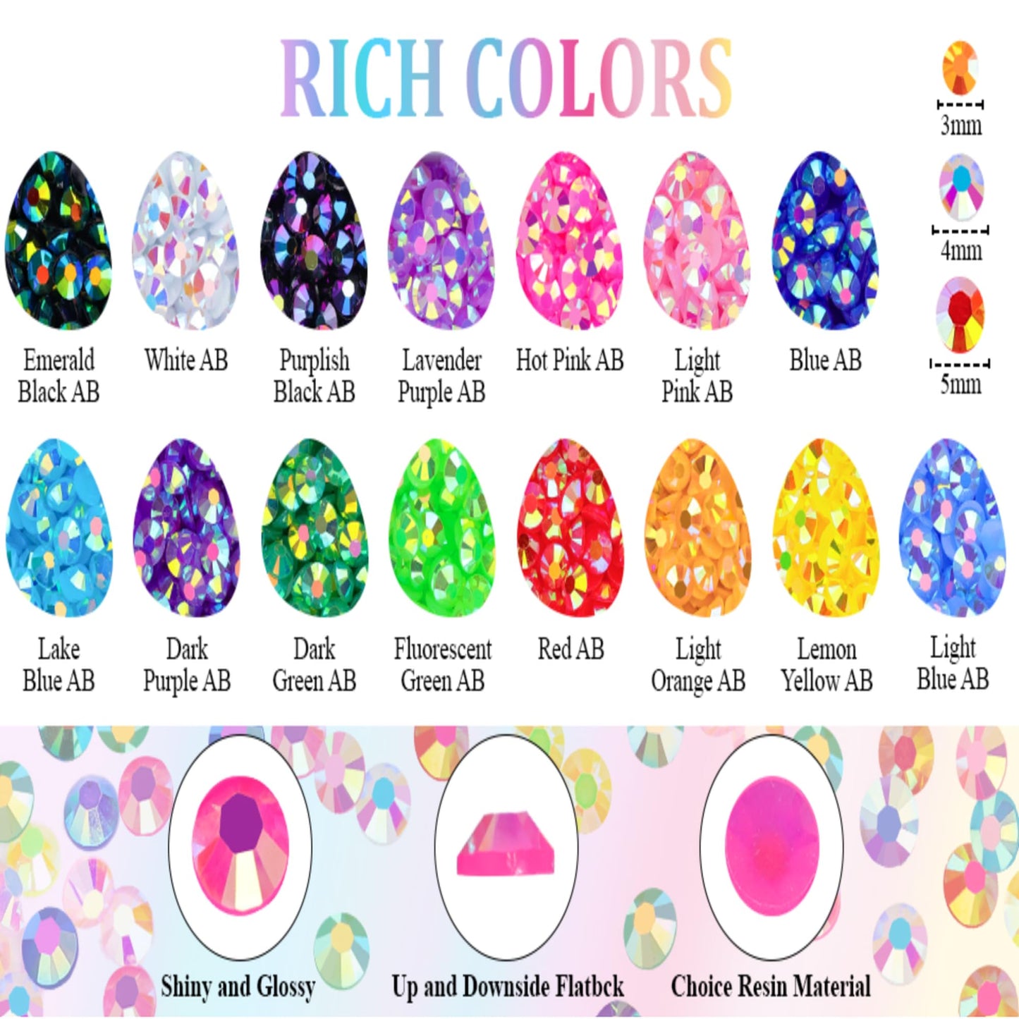 KCZ GROUP 40 Colors Resin Jelly Rhinestones for Crafting, 3mm Flatback Gems, 32000 Pieces with B7000 Glue, Bedazzling Kit for Clothing, Shoes, Nail Art, Diamond Art - Available at All In One Marketplace Canada