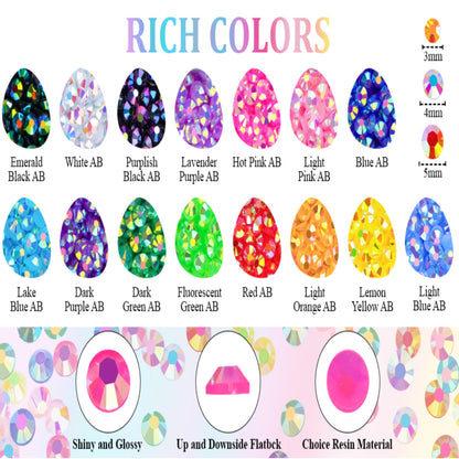 KCZ GROUP 40 Colors Resin Jelly Rhinestones for Crafting, 3mm Flatback Gems, 32000 Pieces with B7000 Glue, Bedazzling Kit for Clothing, Shoes, Nail Art, Diamond Art - Available at All In One Marketplace Canada