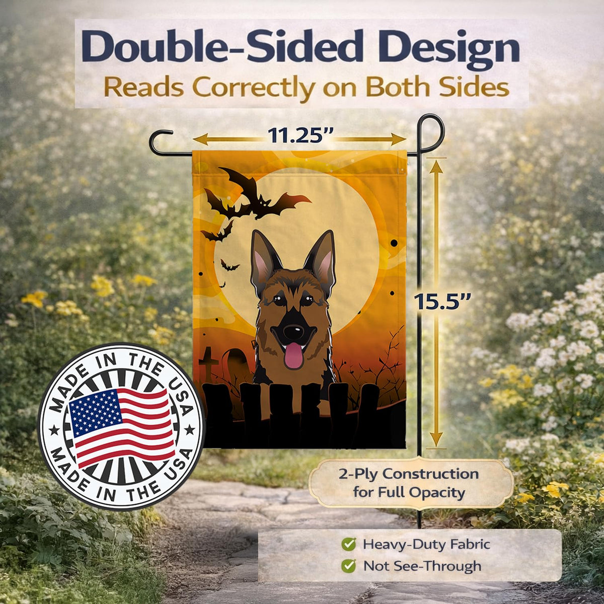 Caroline's Treasures BB1769GF Halloween German Shepherd Garden Size Flag, Small, Multicolor