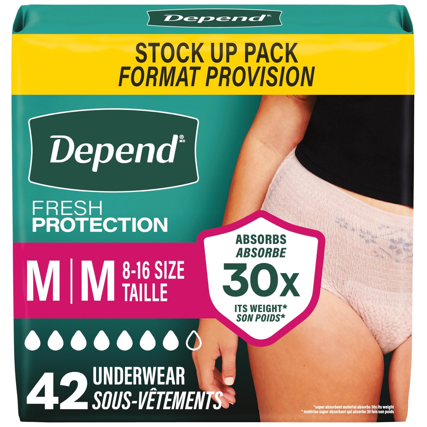 Depend Fresh Protection Adult Incontinence Underwear for Women (Formerly Depend Fit-Flex), Disposable, Maximum, Medium, Blush, 42 Count 🍁 All In One Marketplace Canada