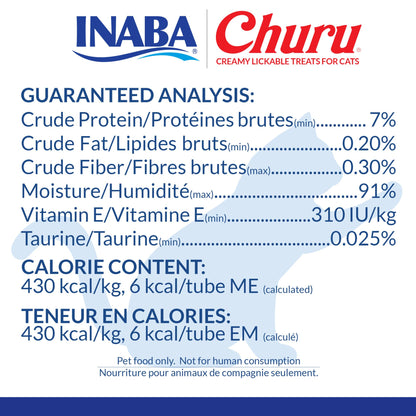 Friandises pour chats INABA Churu, friandises crémeuses et léchables en purée, à presser, avec extrait de thé vert et taurine, 14 grammes par tube, 40 tubes, boîte de variétés au thon
