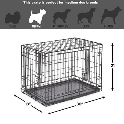 MidWest Homes for Pets 30-Inch New World Crate for Medium Breeds, 21-40 lbs, Double Door Folding Dog Crate, Leak-Proof Tray & Secure Latches, Portable, Durable & Easy to Assemble 🍁 All In One Marketplace Canada