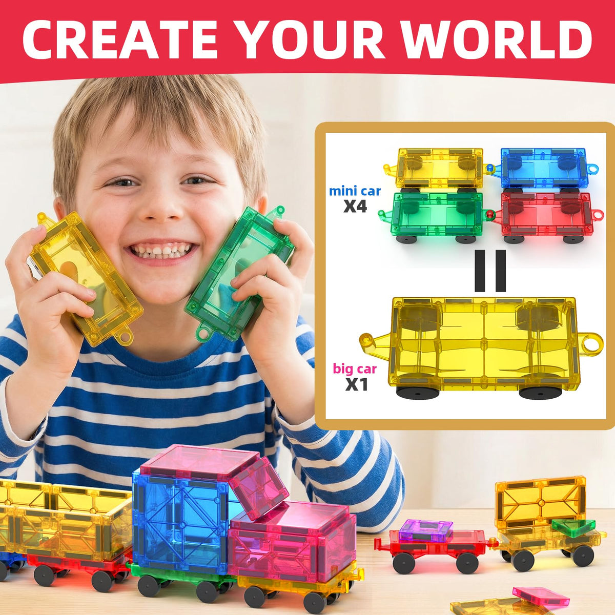 Qltytoy Mini Magnetic Tiles Cars 8PCS Construction Set for Mini,Major Tiles 🍁 All In One Marketplace Canada
