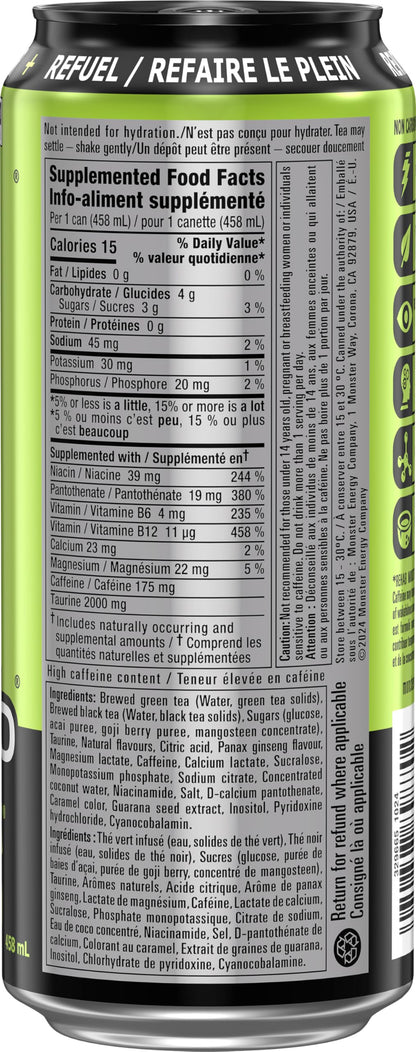 Monster Energy Rehab, Green Tea, 458mL (12 Pack) – Non-Carbonated Energy Drink